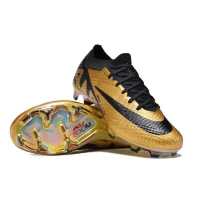 Chuteira de Campo Nike Zoom Mercurial Vapor 15 Elite FG Dourada e Preta
